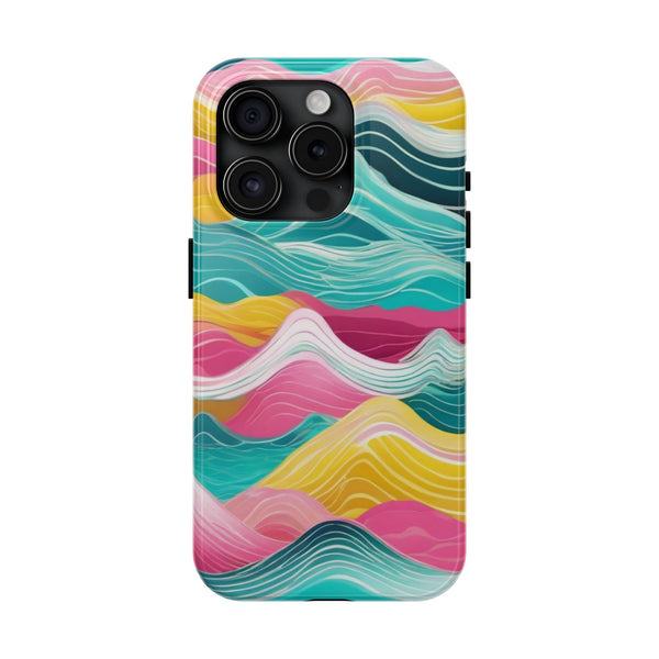 Pink Teal Ocean Waves Tough Phone Case