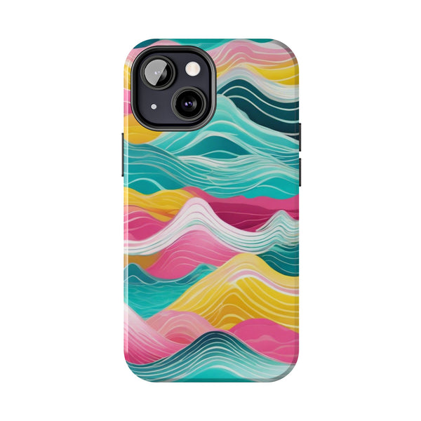 Pink Teal Ocean Waves Tough Phone Case