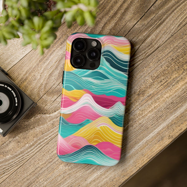 Pink Teal Ocean Waves Tough Phone Case