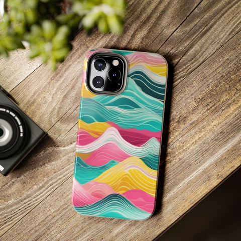 Pink Teal Ocean Waves Tough Phone Case