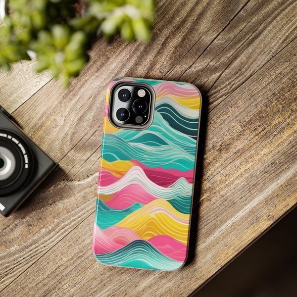 Pink Teal Ocean Waves Tough Phone Case