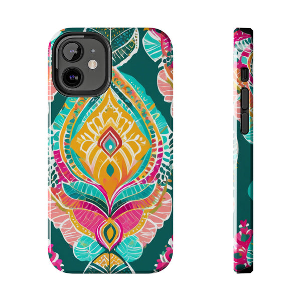 Pink Teal Paisley Tough Phone Case