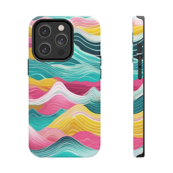 Pink Teal Ocean Waves Tough Phone Case