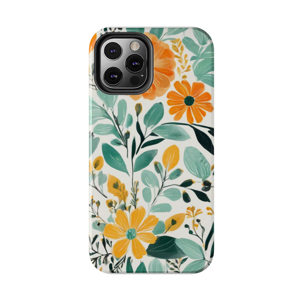 Boho Mint Orange Floral Tough Phone Case