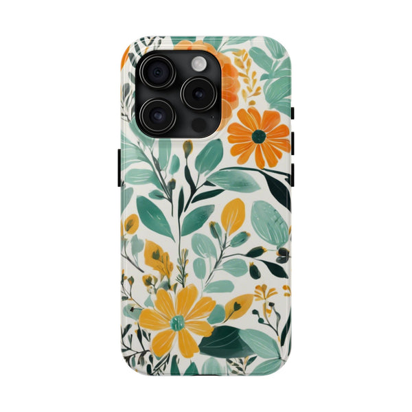 Boho Mint Orange Floral Tough Phone Case