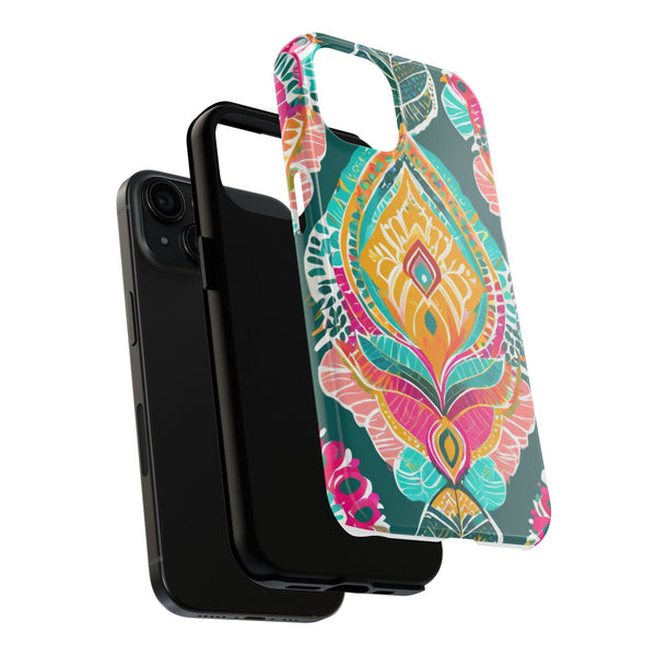 Pink Teal Paisley Tough Phone Case