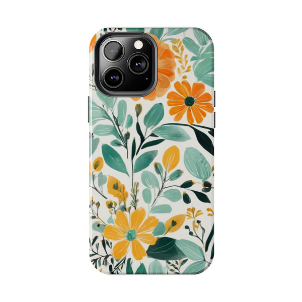 Boho Mint Orange Floral Tough Phone Case