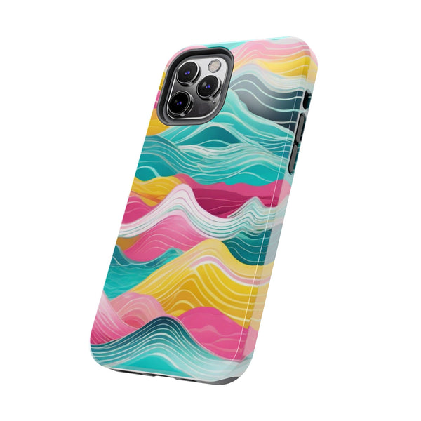 Pink Teal Ocean Waves Tough Phone Case