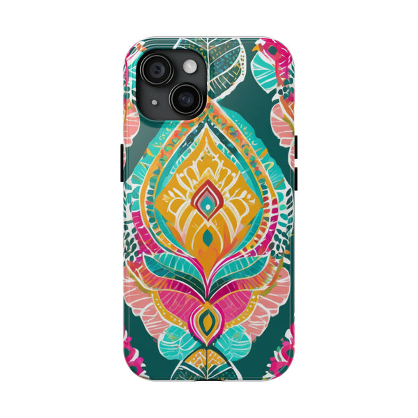 Pink Teal Paisley Tough Phone Case