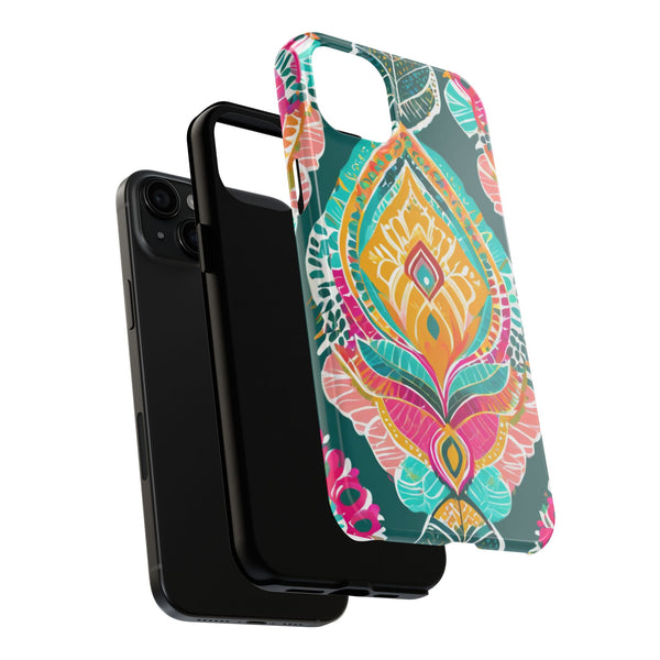 Pink Teal Paisley Tough Phone Case