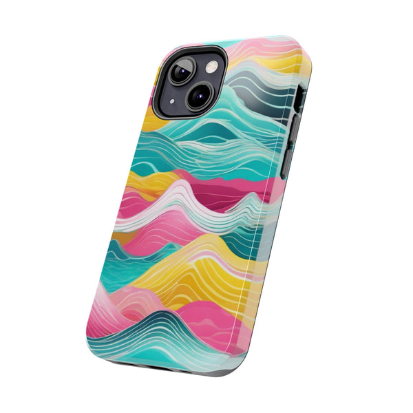 Pink Teal Ocean Waves Tough Phone Case