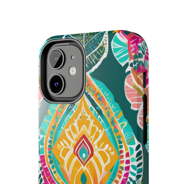 Pink Teal Paisley Tough Phone Case