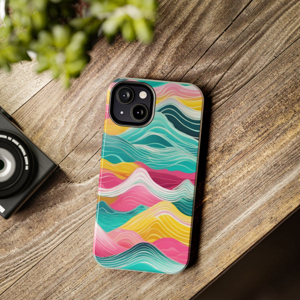 Pink Teal Ocean Waves Tough Phone Case