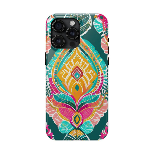 Pink Teal Paisley Tough Phone Case