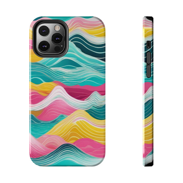 Pink Teal Ocean Waves Tough Phone Case