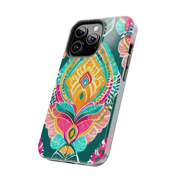 Pink Teal Paisley Tough Phone Case