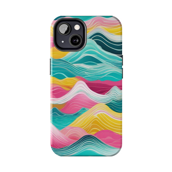 Pink Teal Ocean Waves Tough Phone Case