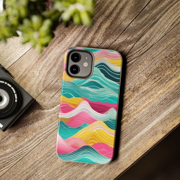 Pink Teal Ocean Waves Tough Phone Case