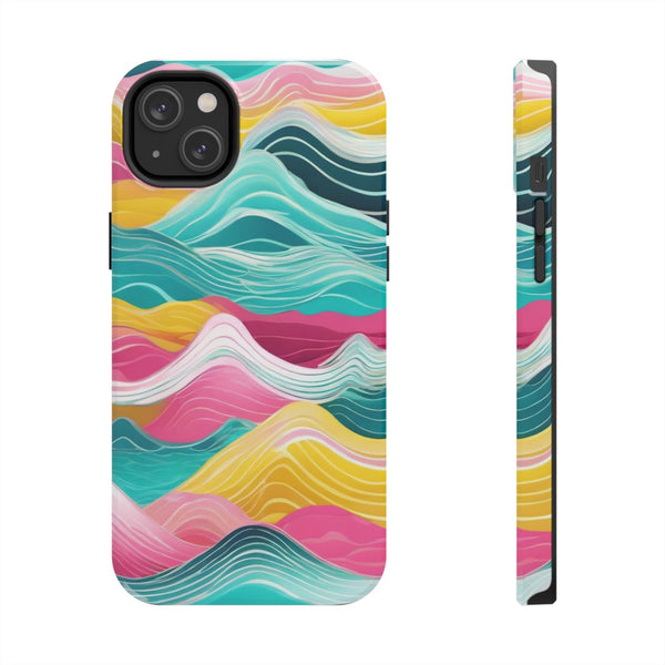 Pink Teal Ocean Waves Tough Phone Case