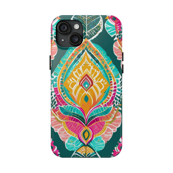 Pink Teal Paisley Tough Phone Case