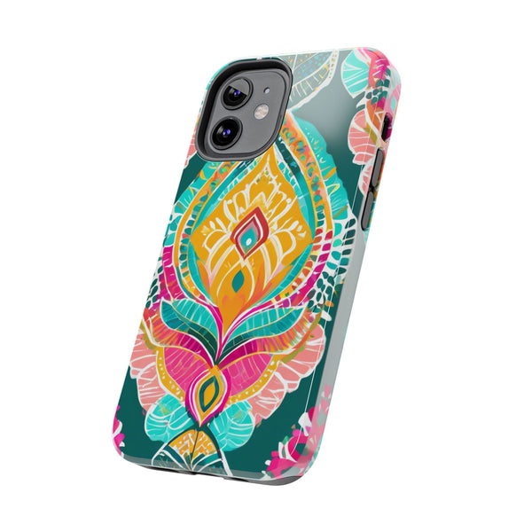 Pink Teal Paisley Tough Phone Case