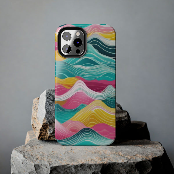 Pink Teal Ocean Waves Tough Phone Case