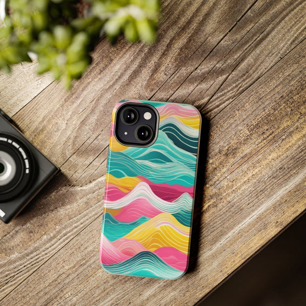 Pink Teal Ocean Waves Tough Phone Case