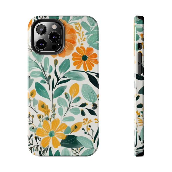 Boho Mint Orange Floral Tough Phone Case