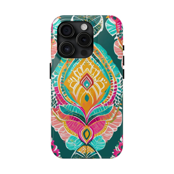 Pink Teal Paisley Tough Phone Case