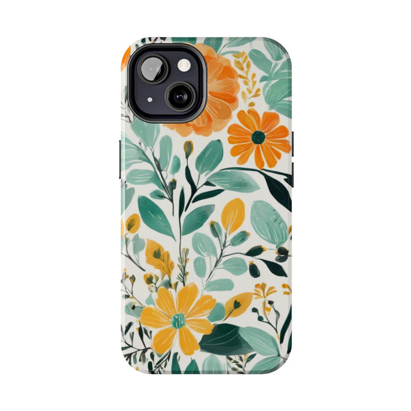 Boho Mint Orange Floral Tough Phone Case