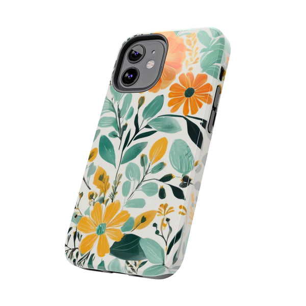 Boho Mint Orange Floral Tough Phone Case