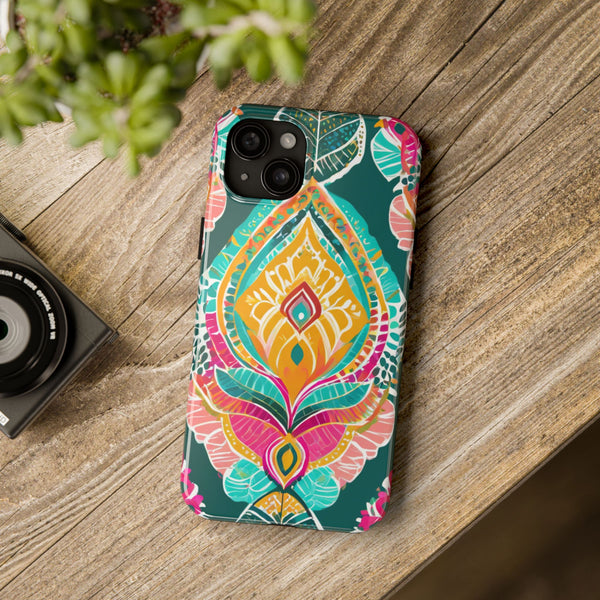 Pink Teal Paisley Tough Phone Case