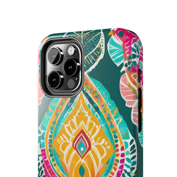 Pink Teal Paisley Tough Phone Case