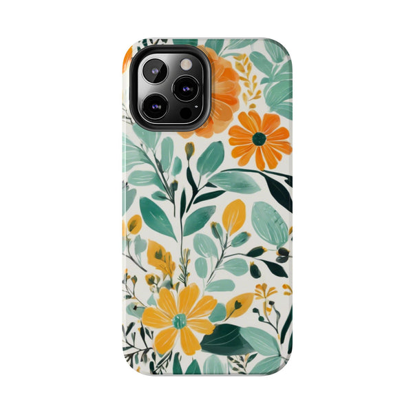 Boho Mint Orange Floral Tough Phone Case