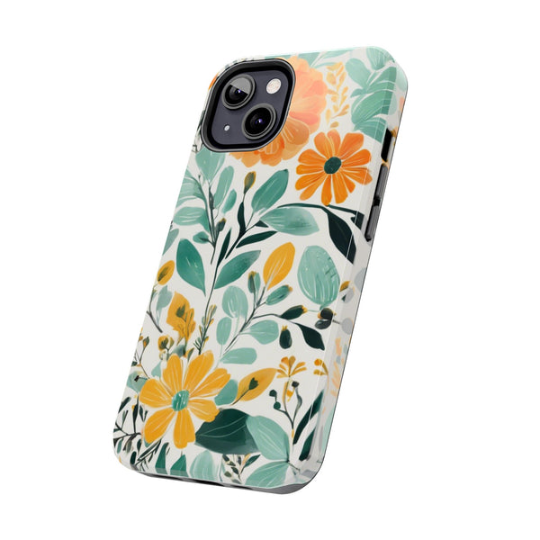 Boho Mint Orange Floral Tough Phone Case