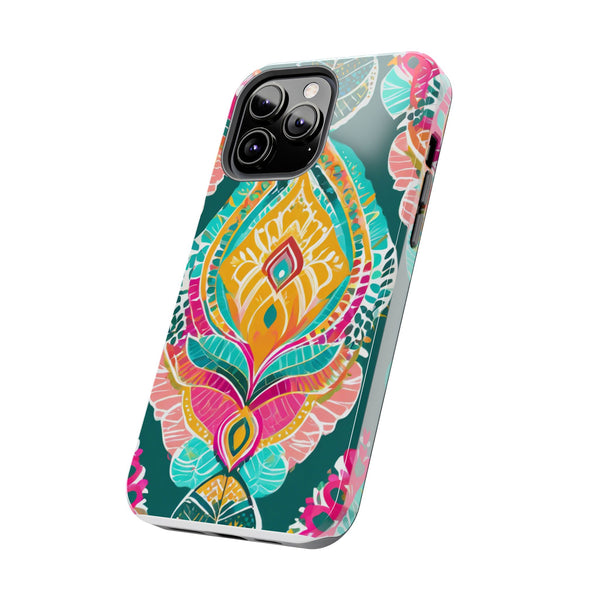 Pink Teal Paisley Tough Phone Case