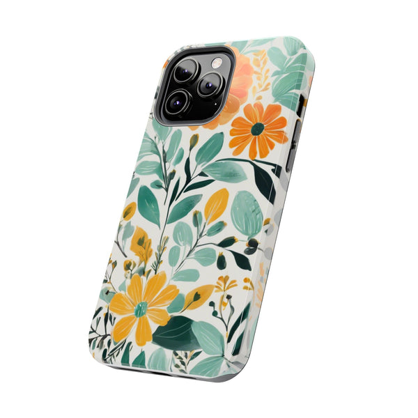 Boho Mint Orange Floral Tough Phone Case