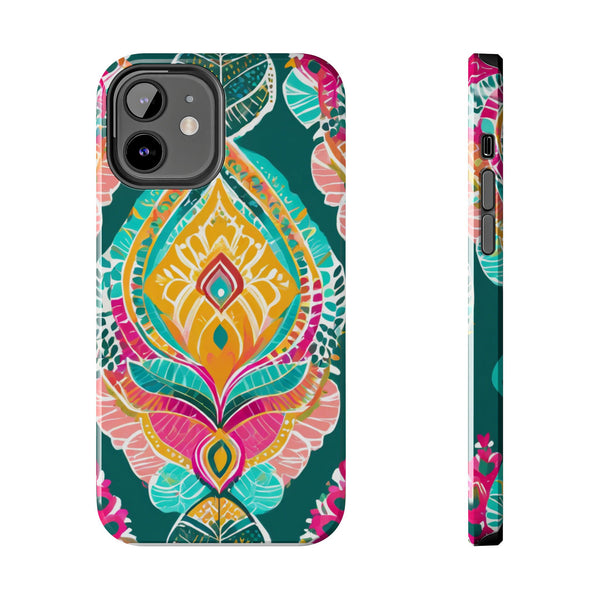 Pink Teal Paisley Tough Phone Case