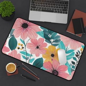 Boho Pink Floral Desk Mat