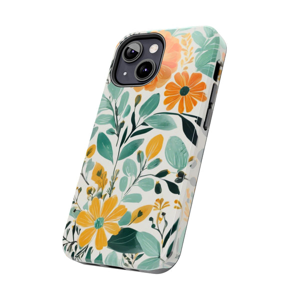 Boho Mint Orange Floral Tough Phone Case