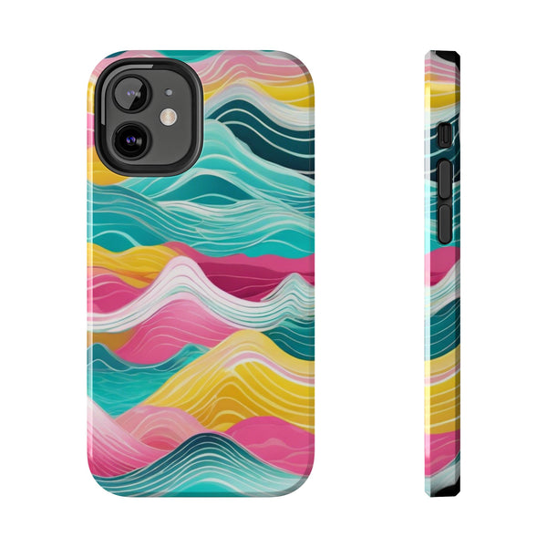 Pink Teal Ocean Waves Tough Phone Case