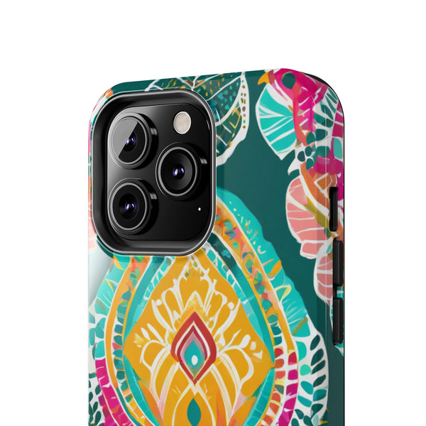 Pink Teal Paisley Tough Phone Case