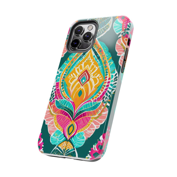 Pink Teal Paisley Tough Phone Case