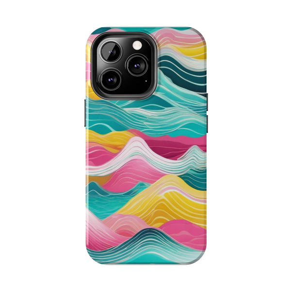 Pink Teal Ocean Waves Tough Phone Case