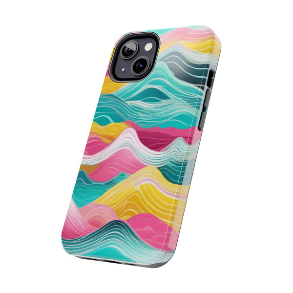 Pink Teal Ocean Waves Tough Phone Case