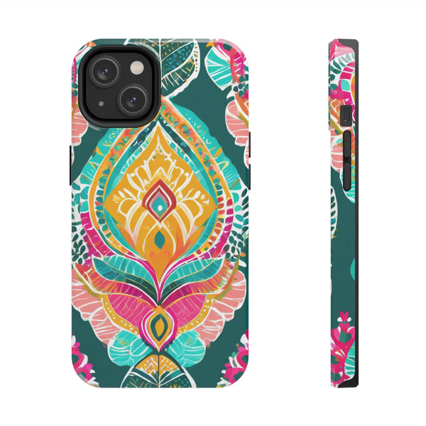 Pink Teal Paisley Tough Phone Case