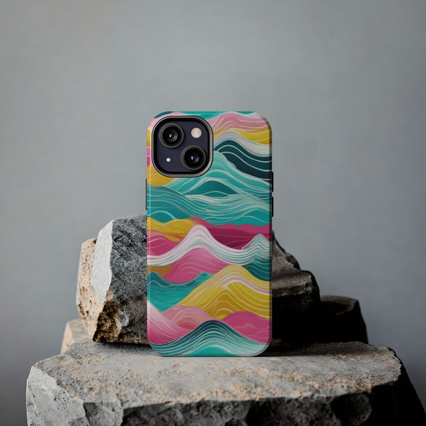 Pink Teal Ocean Waves Tough Phone Case