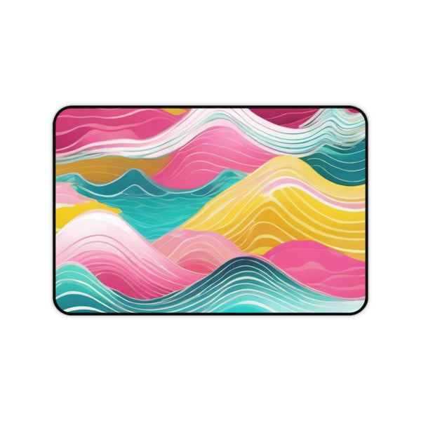 Pink Teal Ocean Waves Desk Mat