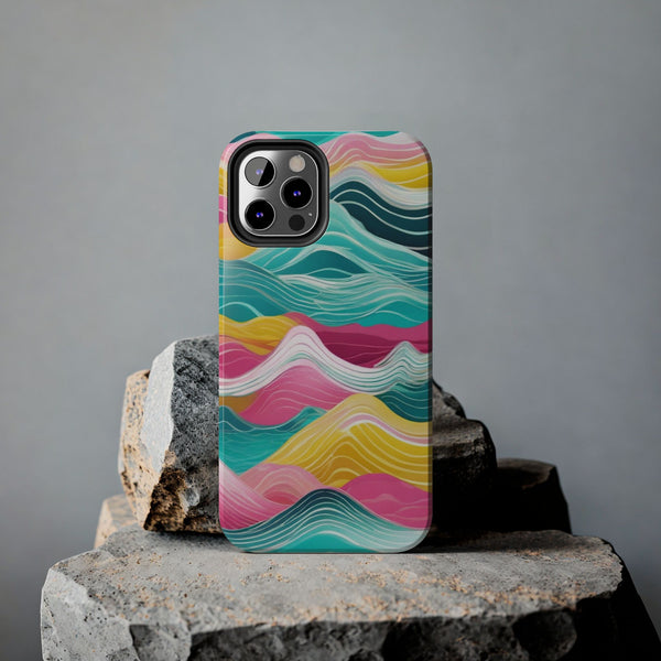 Pink Teal Ocean Waves Tough Phone Case