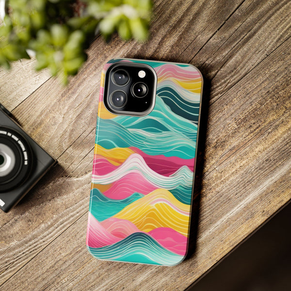 Pink Teal Ocean Waves Tough Phone Case